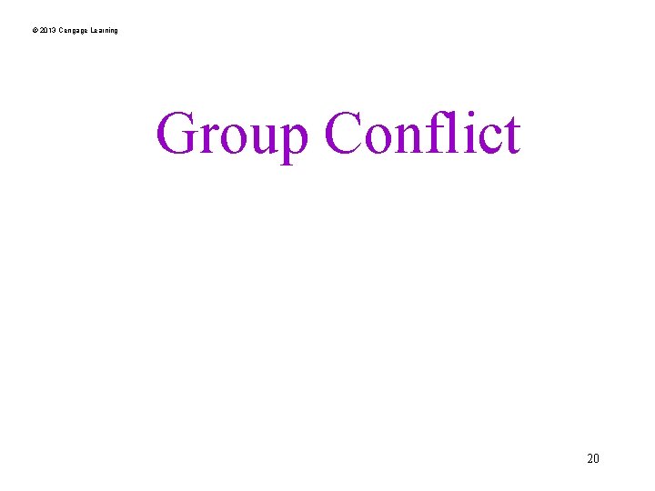 © 2013 Cengage Learning Group Conflict 20 