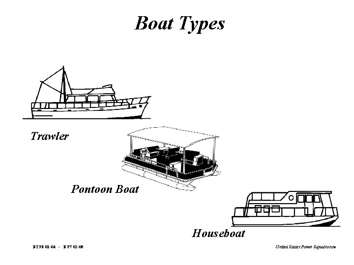 Boat Types Trawler Pontoon Boat Houseboat BS 98 01 -04 - B 97 02