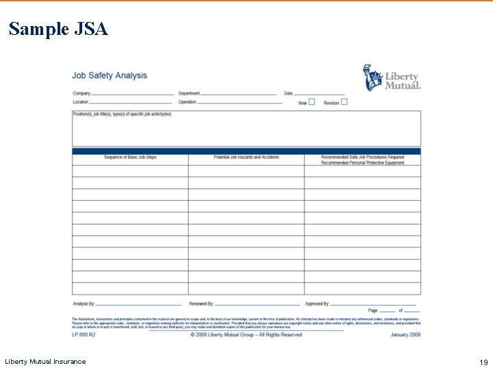 Sample JSA Liberty Mutual Insurance 19 
