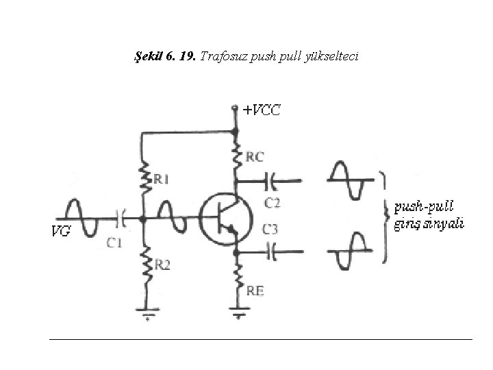 Şekil 6. 19. Trafosuz push pull yükselteci 