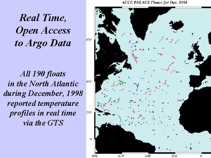 Real Time, Open Access to Argo Data All 190 floats in the North Atlantic