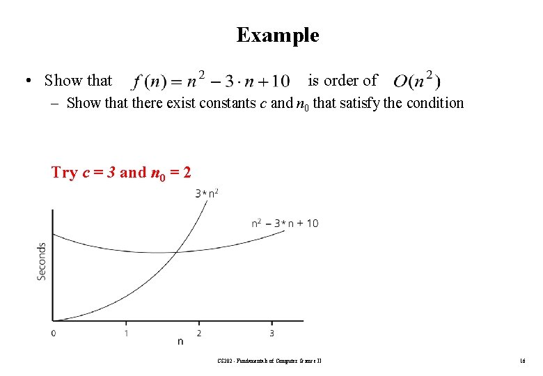 Example • Show that is order of – Show that there exist constants c