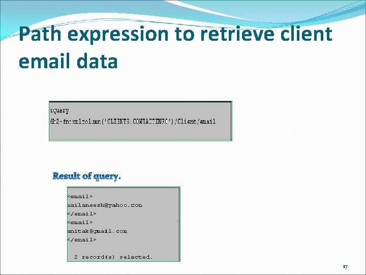 Path expression to retrieve client email data 17 