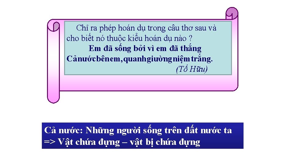 Chỉ ra phép hoán dụ trong câu thơ sau và cho biết nó thuộc