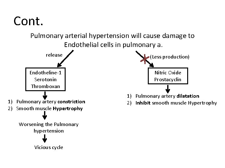 Cont. Pulmonary arterial hypertension will cause damage to Endothelial cells in pulmonary a. release