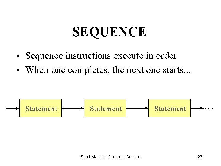 SEQUENCE • • Sequence instructions execute in order When one completes, the next one