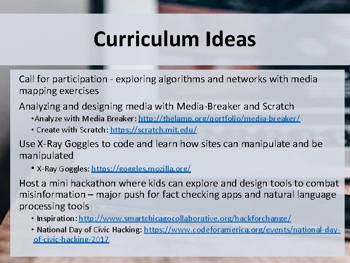 Curriculum Ideas Call for participation - exploring algorithms and networks with media mapping exercises