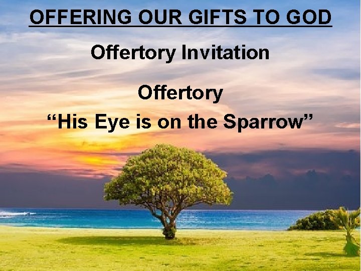 OFFERING OUR GIFTS TO GOD Offertory Invitation Offertory “His Eye is on the Sparrow”