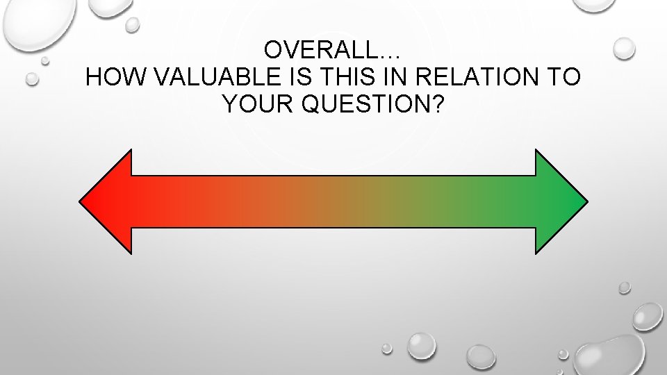 OVERALL… HOW VALUABLE IS THIS IN RELATION TO YOUR QUESTION? 