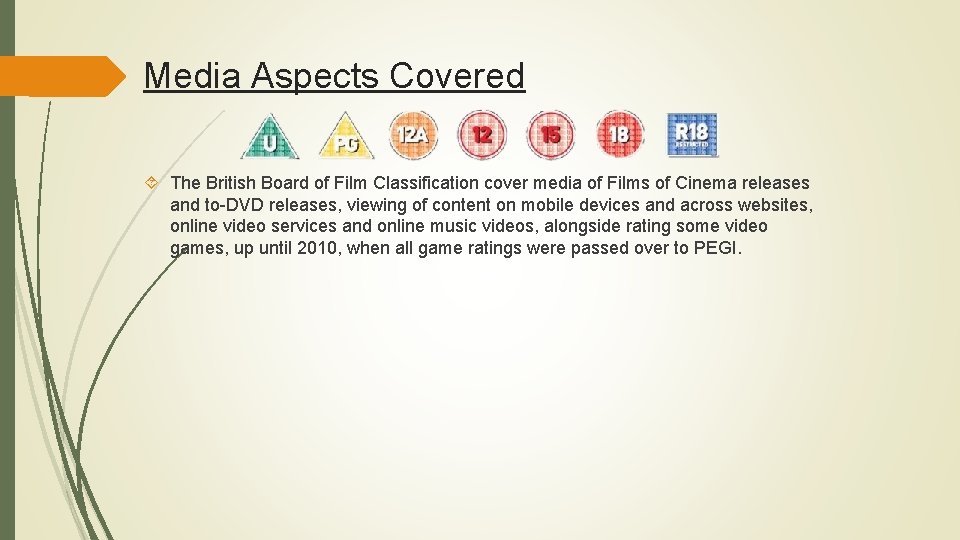 Media Aspects Covered The British Board of Film Classification cover media of Films of