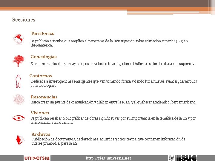 Secciones Territorios Se publican artículos que amplíen el panorama de la investigación sobre educación