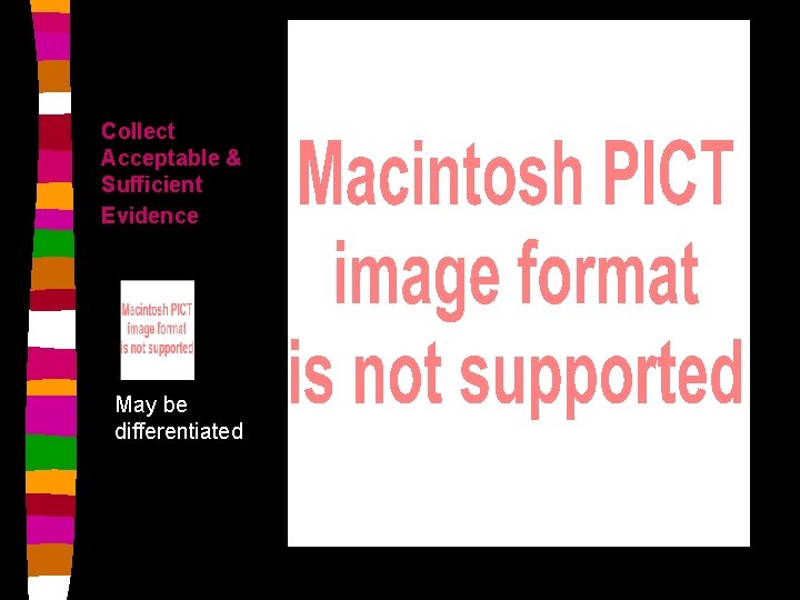 Collect Acceptable & Sufficient Evidence May be differentiated 