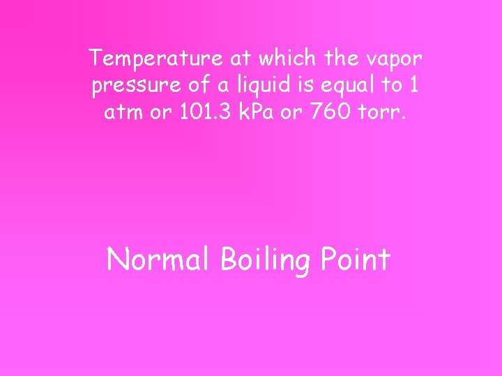 Temperature at which the vapor pressure of a liquid is equal to 1 atm