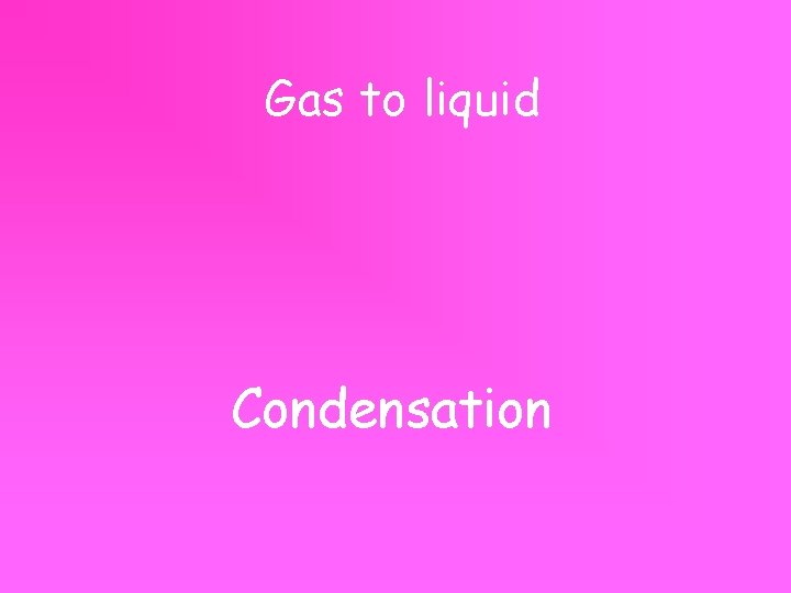 Gas to liquid Condensation 