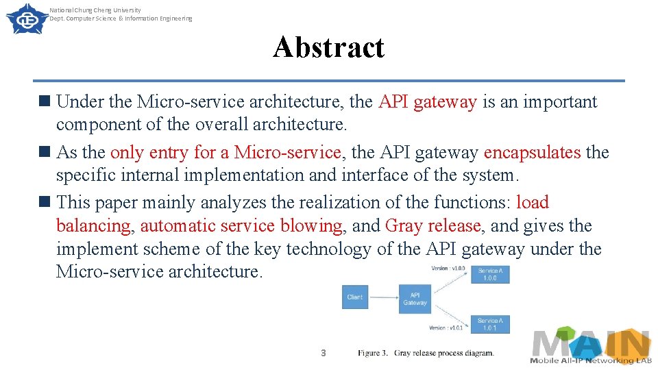 National Chung Cheng University Dept. Computer Science & Information Engineering Abstract n Under the