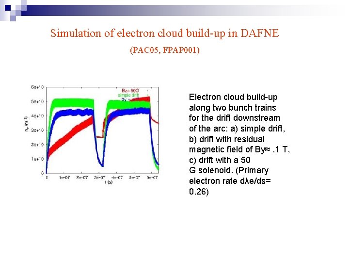 Simulation of electron cloud build-up in DAFNE (PAC 05, FPAP 001) Electron cloud build-up