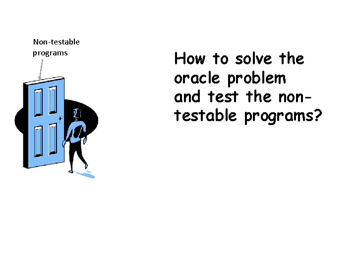 Non-testable programs How to solve the oracle problem and test the nontestable programs? 