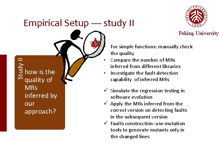 Empirical Setup — study II Study II Peking University how is the quality of