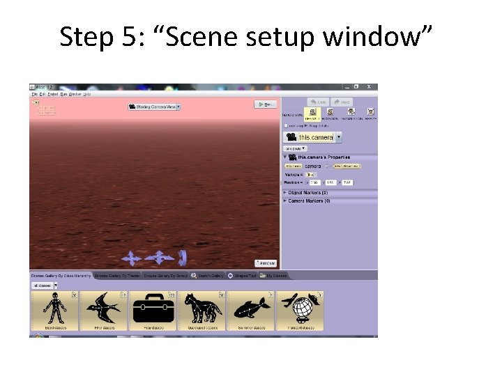 Step 5: “Scene setup window” 
