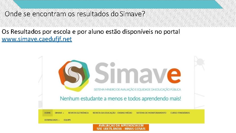 Onde se encontram os resultados do Simave? Os Resultados por escola e por aluno