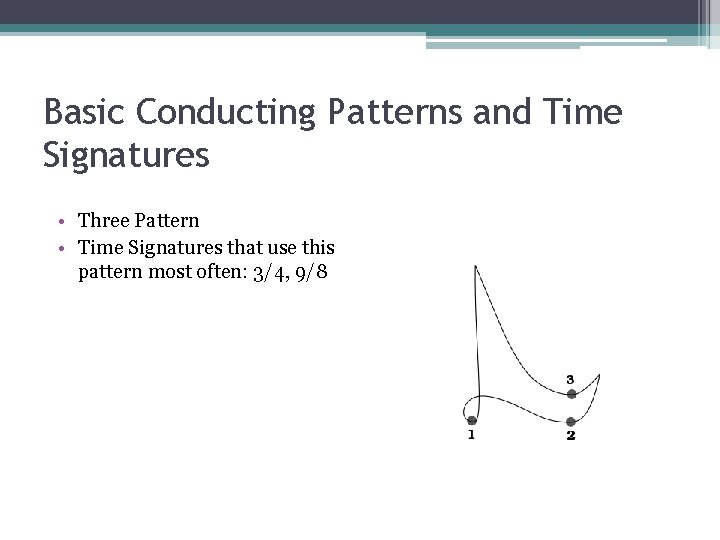 Basic Conducting Patterns and Time Signatures • Three Pattern • Time Signatures that use