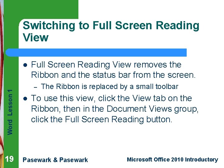 Switching to Full Screen Reading View Word Lesson 1 l 19 Full Screen Reading