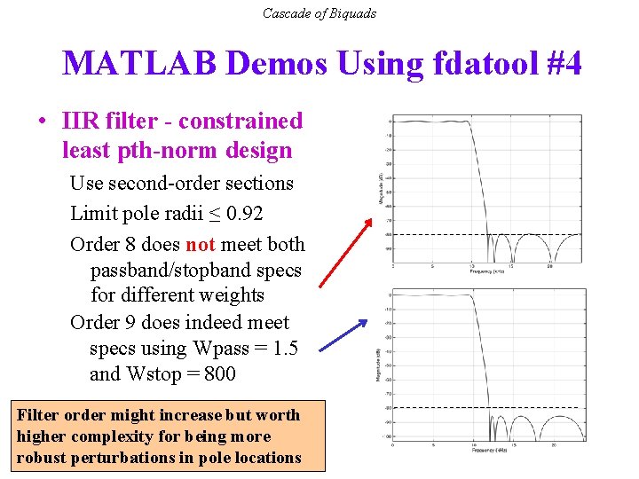 Cascade of Biquads MATLAB Demos Using fdatool #4 • IIR filter - constrained least
