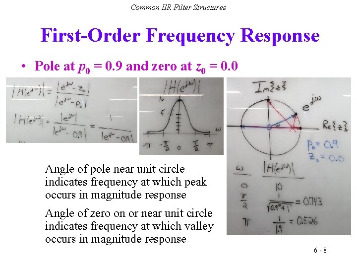 Common IIR Filter Structures First-Order Frequency Response • Pole at p 0 = 0.