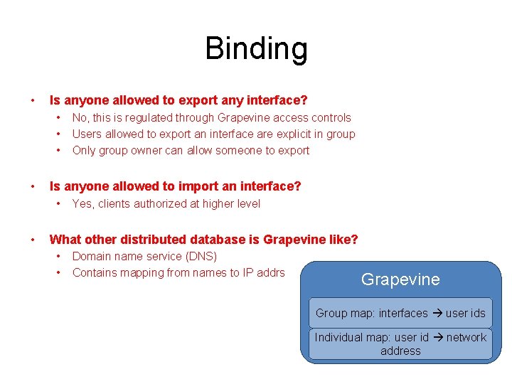Binding • Is anyone allowed to export any interface? • • Is anyone allowed