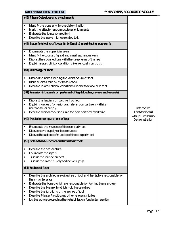 AVICENNA MEDICAL COLLEGE 1 st. YEARMBBS, LOCOMOTOR MODULE (45) Fibula Osteology and attachment: Identify