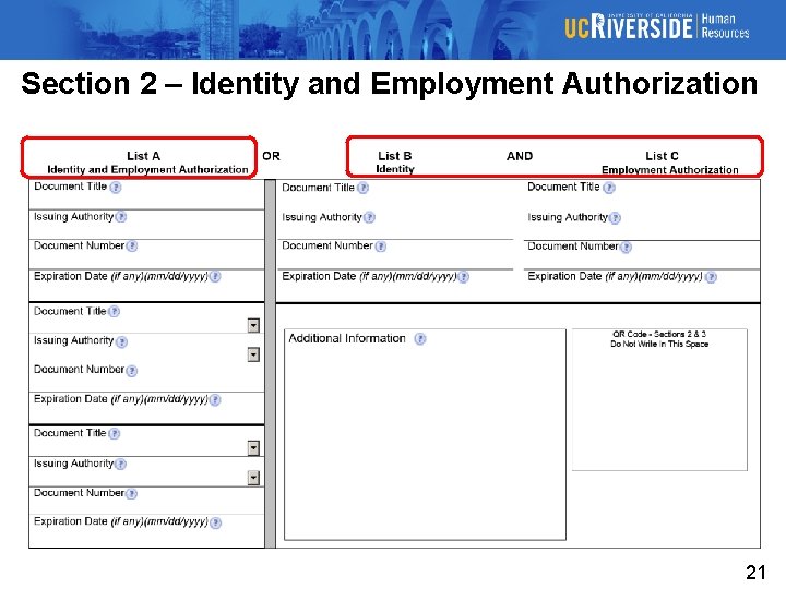 Section 2 – Identity and Employment Authorization 21 