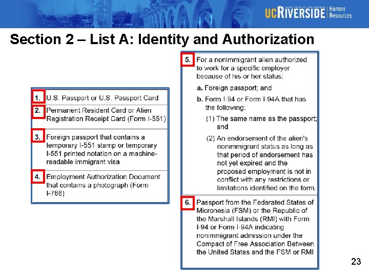 Section 2 – List A: Identity and Authorization 23 