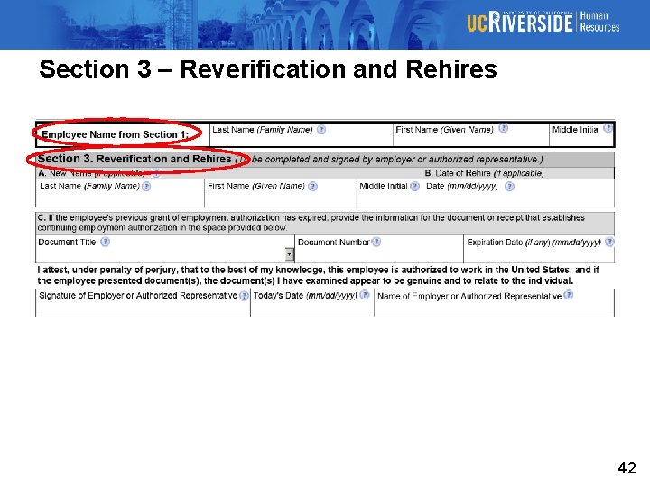 Section 3 – Reverification and Rehires 42 