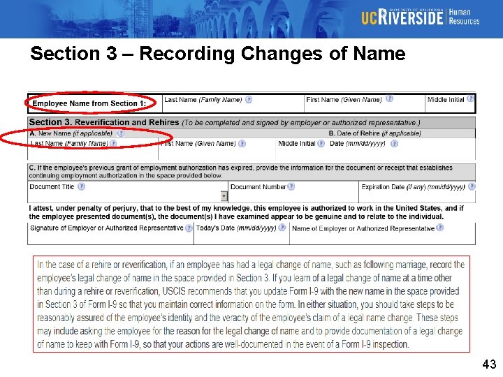 Section 3 – Recording Changes of Name 43 