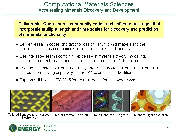 Computational Materials Sciences Accelerating Materials Discovery and Development Deliverable: Open-source community codes and software