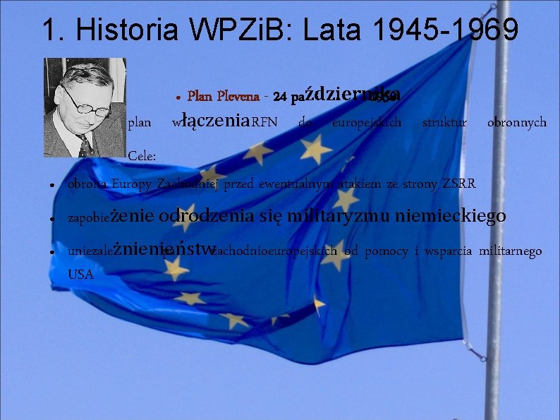 1. Historia WPZi. B: Lata 1945 -1969 Plan Plevena - 24 października 1950 włączenia