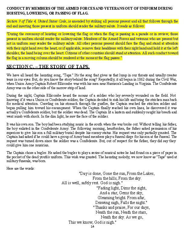 CONDUCT BY MEMBERS OF THE ARMED FORCES AND VETERANS OUT OF UNIFORM DURING HOISTING,