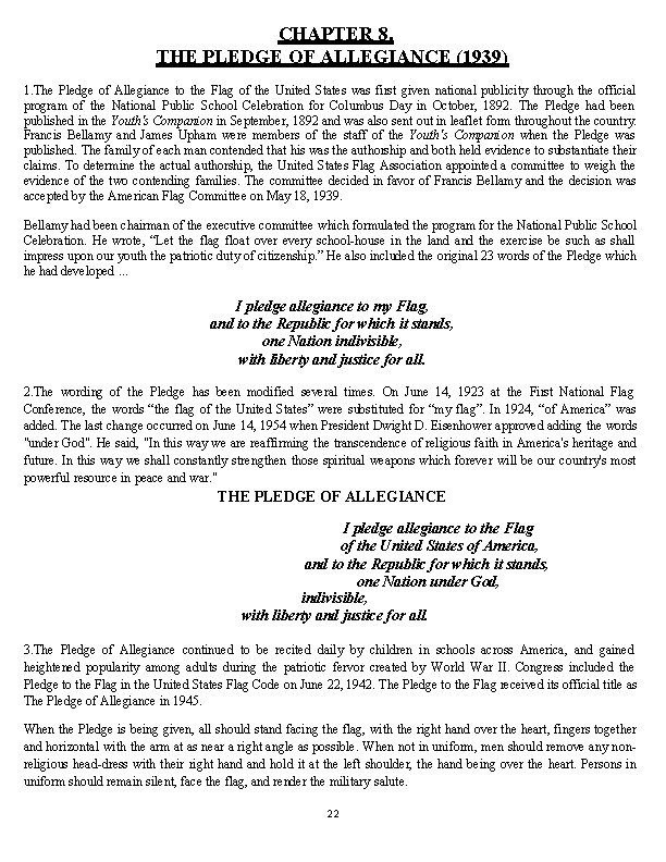 CHAPTER 8. THE PLEDGE OF ALLEGIANCE (1939) 1. The Pledge of Allegiance to the