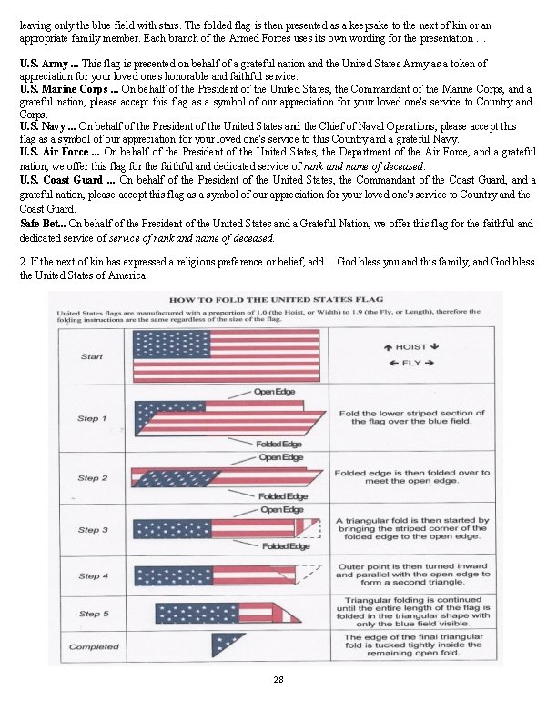 leaving only the blue field with stars. The folded flag is then presented as