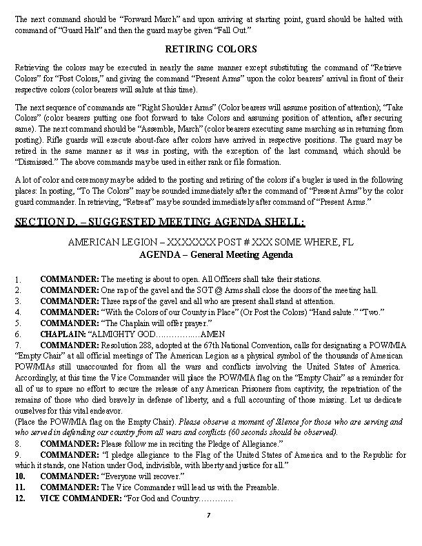 The next command should be “Forward March” and upon arriving at starting point, guard