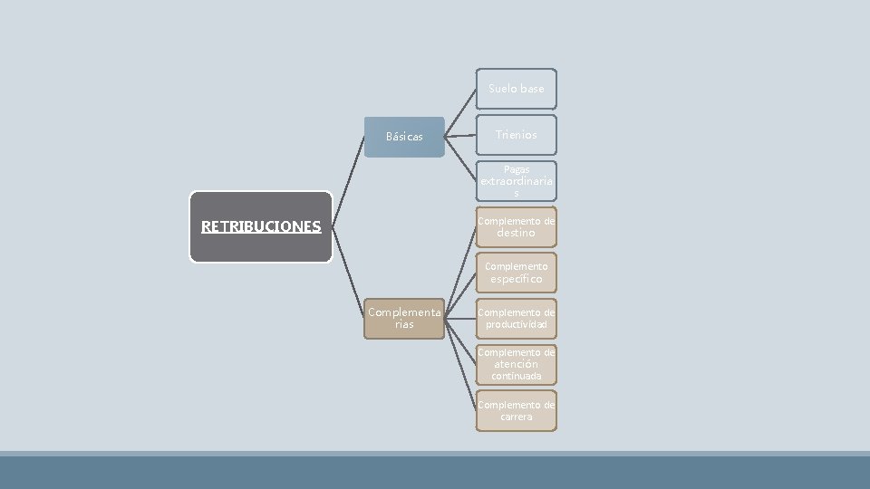 Suelo base Básicas Trienios Pagas extraordinaria s Complemento de destino RETRIBUCIONES Complemento específico Complementa