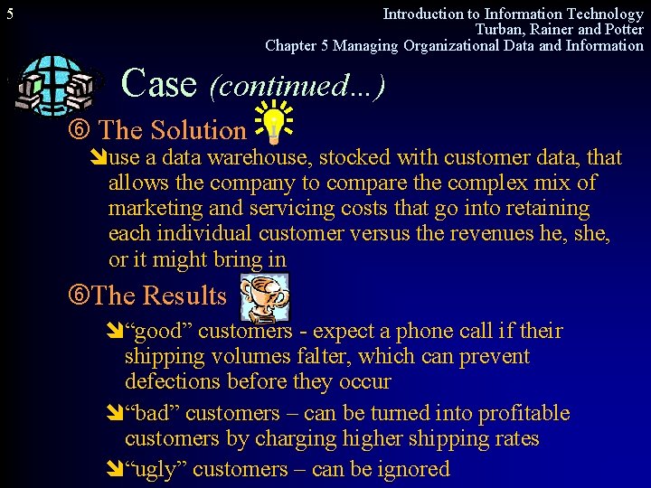 5 Introduction to Information Technology Turban, Rainer and Potter Chapter 5 Managing Organizational Data