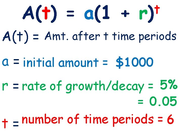 A(t) = a(1 + 3 -1 Lines and Angles t r) A(t) = Amt.