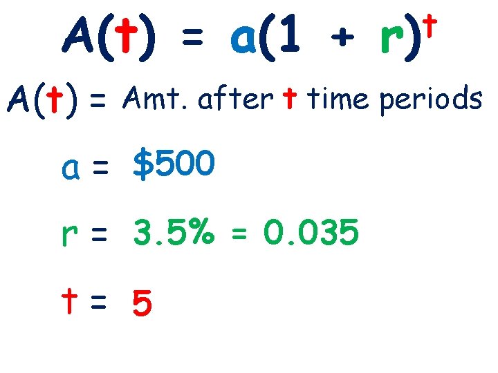 A(t) = a(1 + 3 -1 Lines and Angles t r) A(t) = Amt.