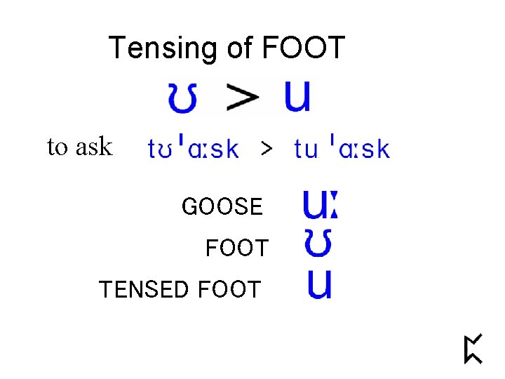 Tensing of FOOT to ask GOOSE FOOT TENSED FOOT 