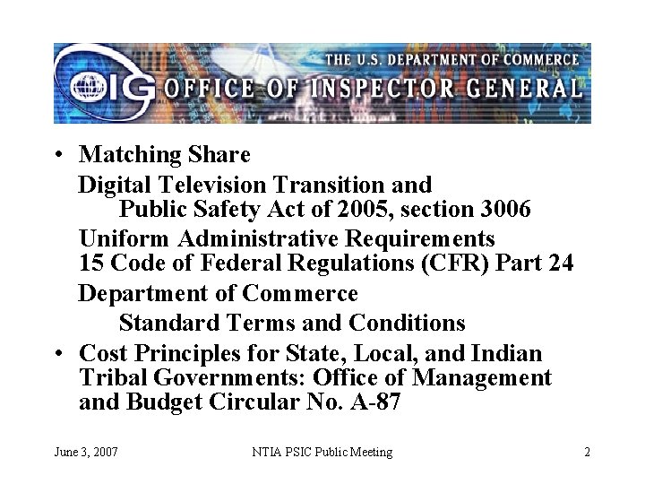  • Matching Share Digital Television Transition and Public Safety Act of 2005, section