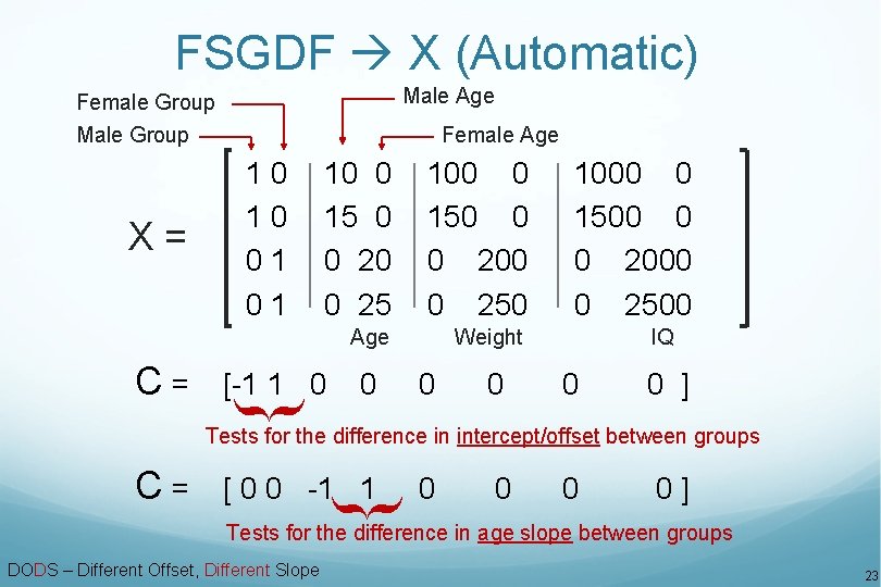 FSGDF X (Automatic) Male Age Female Group Male Group X= 10 10 01 01