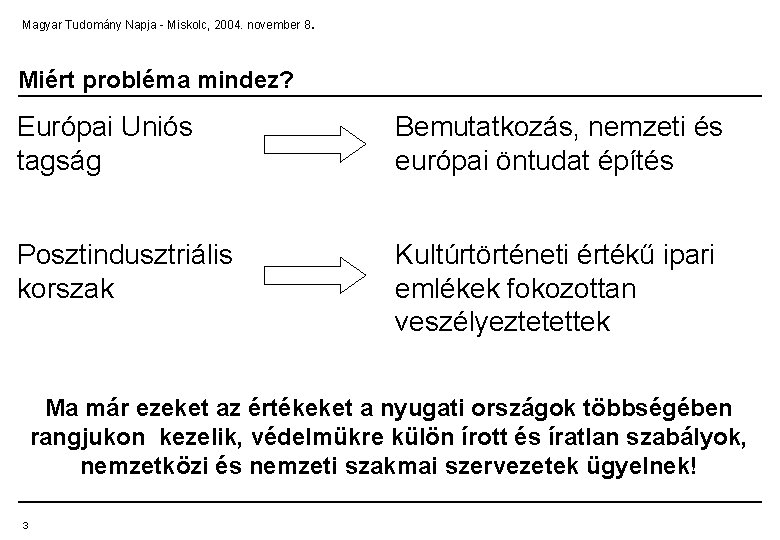 . Magyar Tudomány Napja - Miskolc, 2004. november 8 Miért probléma mindez? Európai Uniós