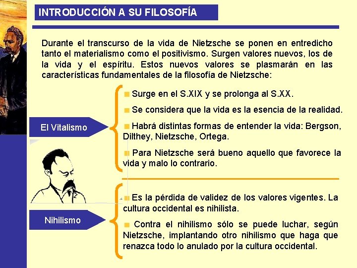 INTRODUCCIÓN A SU FILOSOFÍA Durante el transcurso de la vida de Nietzsche se ponen