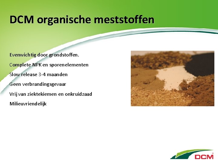 DCM organische meststoffen Evenwichtig door grondstoffen. Complete NPK en sporenelementen Slow release 3 -4